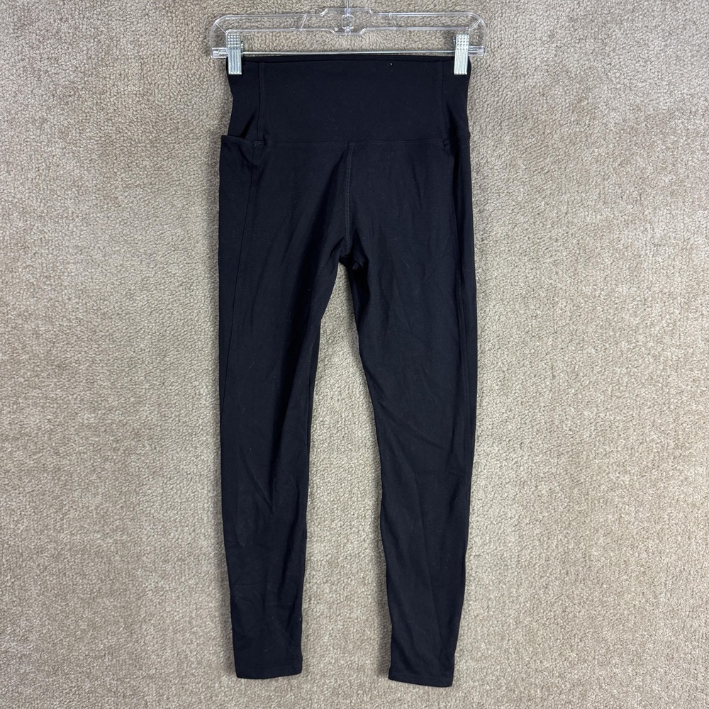 American Giant Pants Womens 4 Black High Rise Leggings Athletic Pockets Made USA